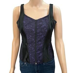 Jacquard Zip Front Corset Top Large Regencycore Steampunk Goth Witchy Victorian